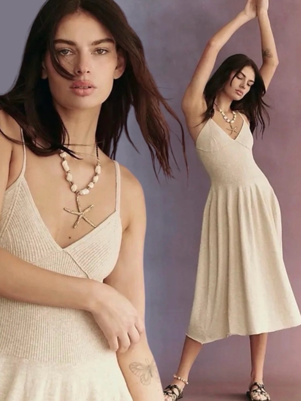 Free People Tula Sweater Dress Summer Beach Midi Neutral Size XL
